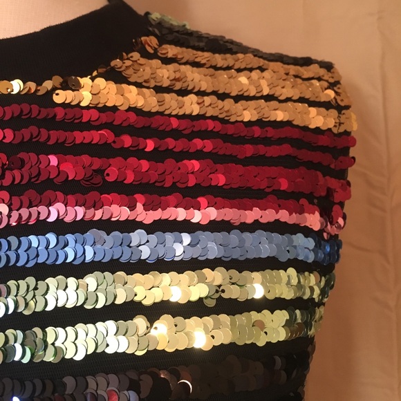 ASOS Sequin Rainbow Colorblock Stripe Tank Sz M - Picture 8 of 8